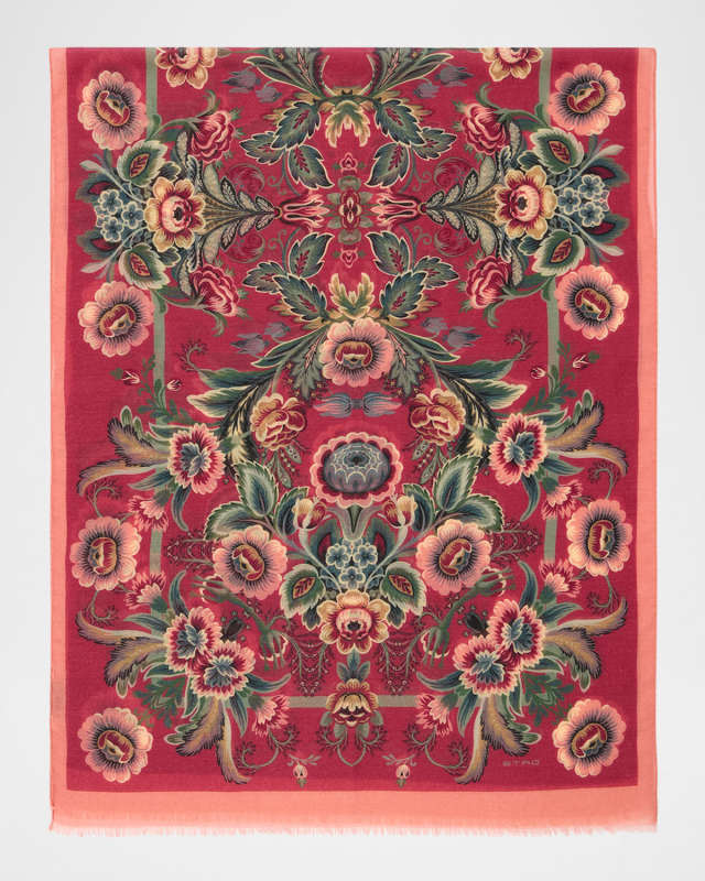 Floral Wool-Cashmere Scarf